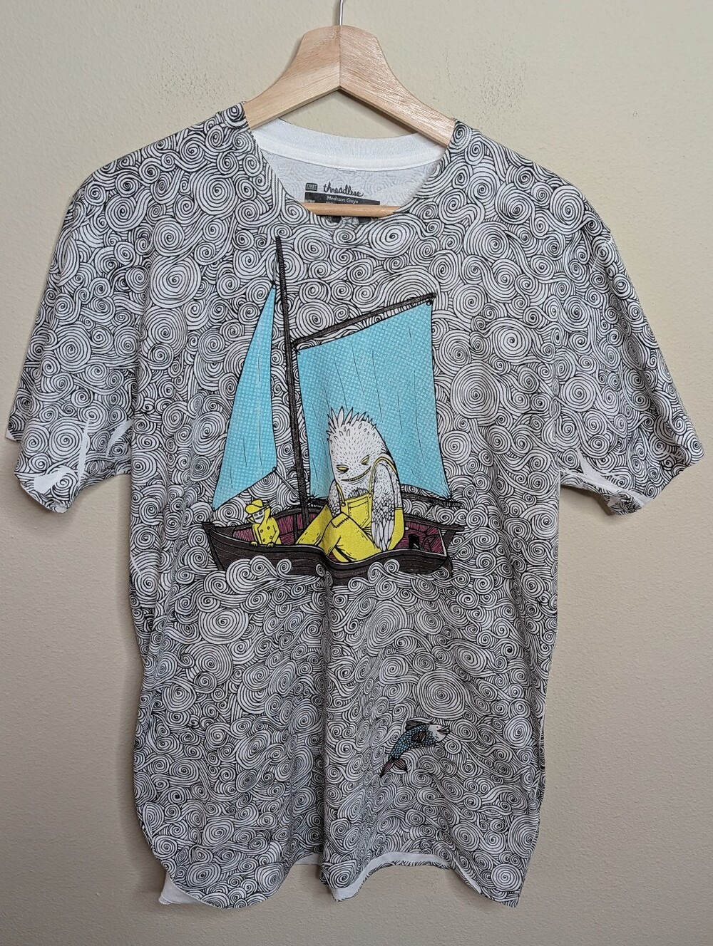 Threadless First Edition "Old Man and the Sea" Allover Print Tee Medium